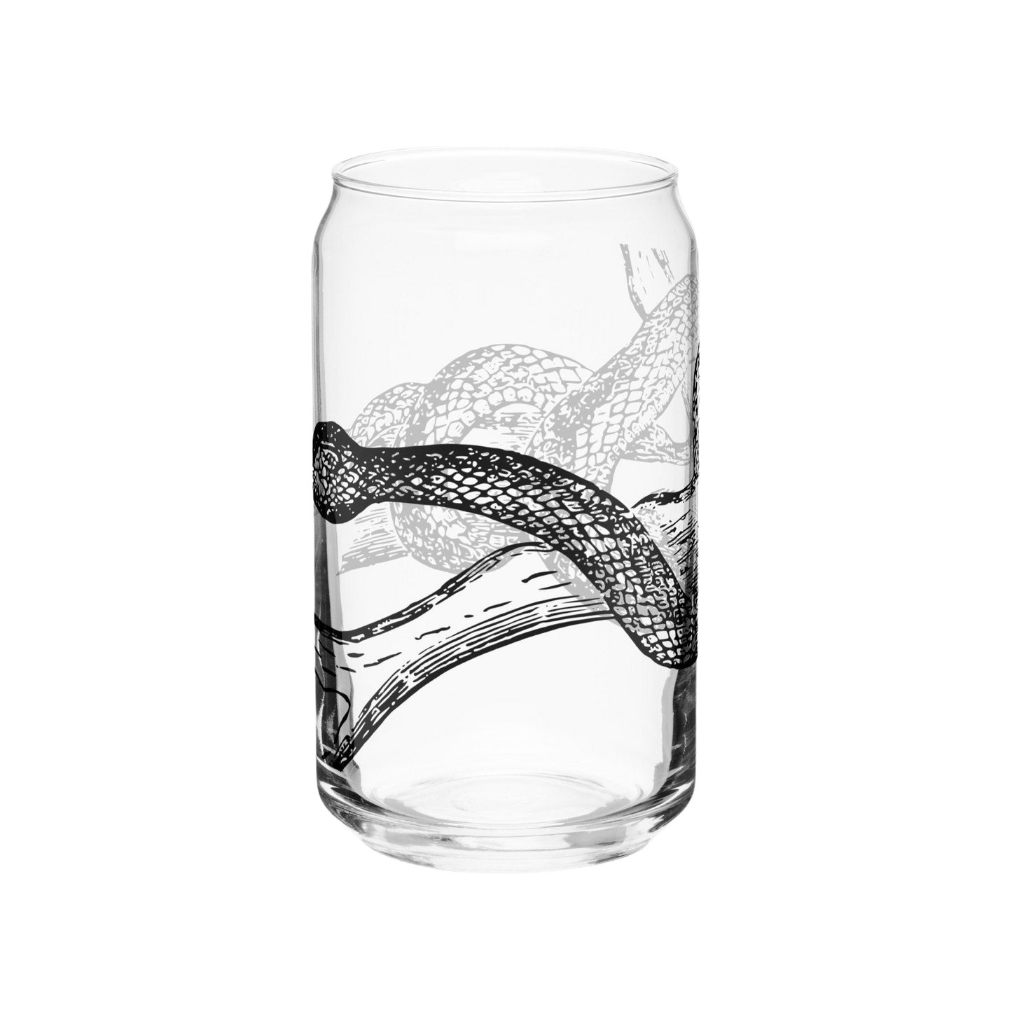 a glass with a snake on it on a black background
