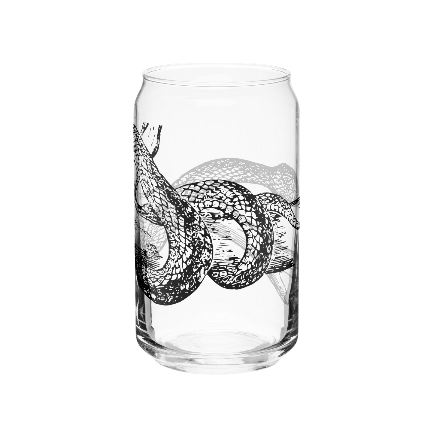 a glass with a snake drawn on it